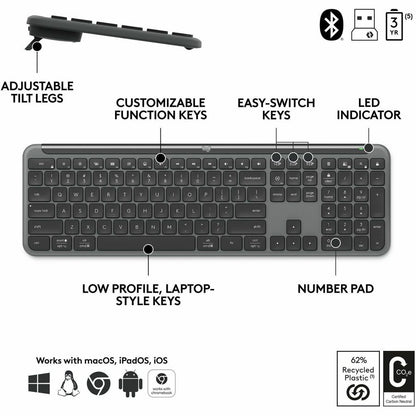 Alternate-Image5 Image for Logitech Signature Slim MK955 for Business Wireless Keyboard and Mouse Combo, Quiet Typing, Secure Receiver - Graphite