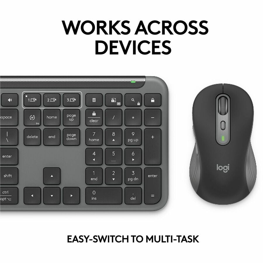 Alternate-Image7 Image for Logitech Signature Slim MK955 for Business Wireless Keyboard and Mouse Combo, Quiet Typing, Secure Receiver - Graphite