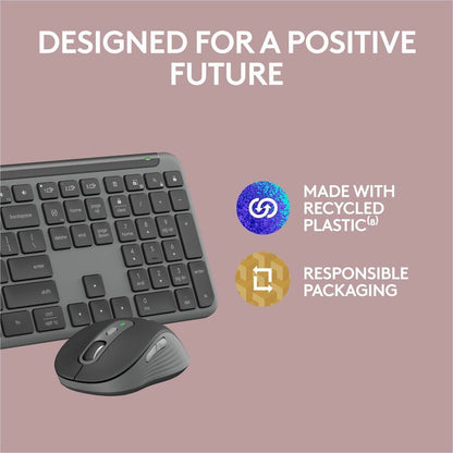 Alternate-Image10 Image for Logitech MK955 Signature Slim Wireless Keyboard and Mouse Combo, For Larger Hands, Quiet Typing and Clicking, Graphite
