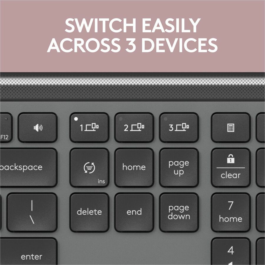 Alternate-Image2 Image for Logitech Signature Slim K950 Wireless Keyboard, Sleek Design, Quiet Typing, Bluetooth, Multi-OS, Graphite
