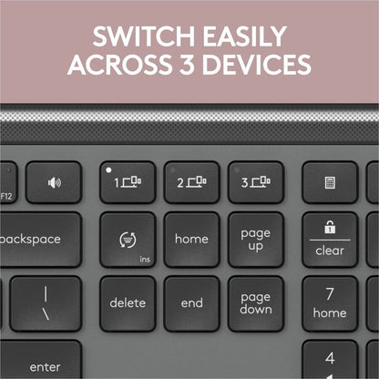 Alternate-Image2 Image for Logitech Signature Slim K950 Wireless Keyboard, Sleek Design, Quiet Typing, Bluetooth, Multi-OS, Graphite