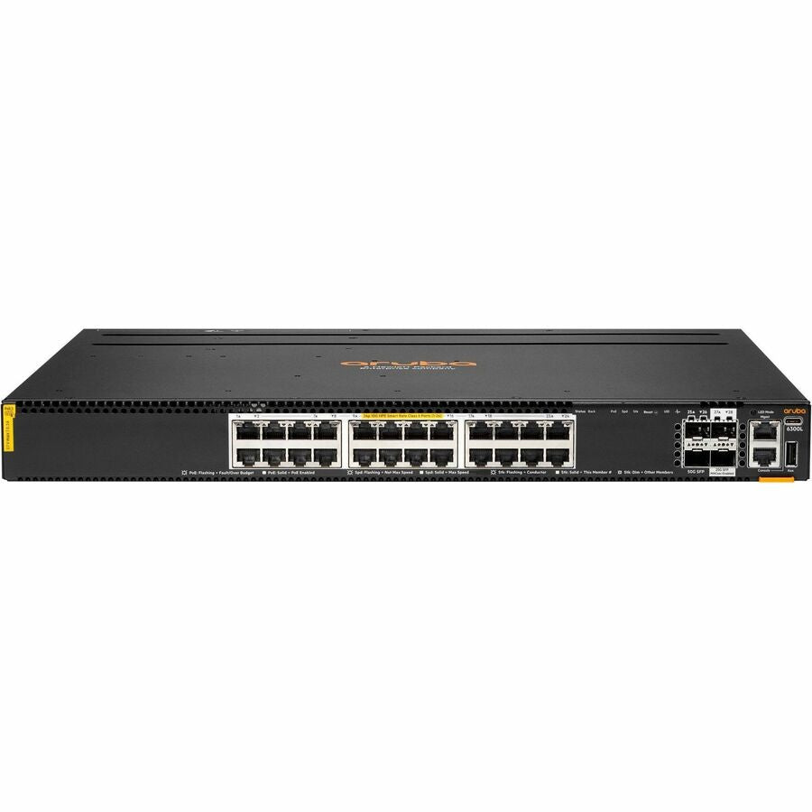 Alternate-Image1 Image for Aruba 6300L 24p Smart Rate 1G/2.5G/5G/10G CL6 2p SFP56 50G 2p SFP28 25G L2 Switch
