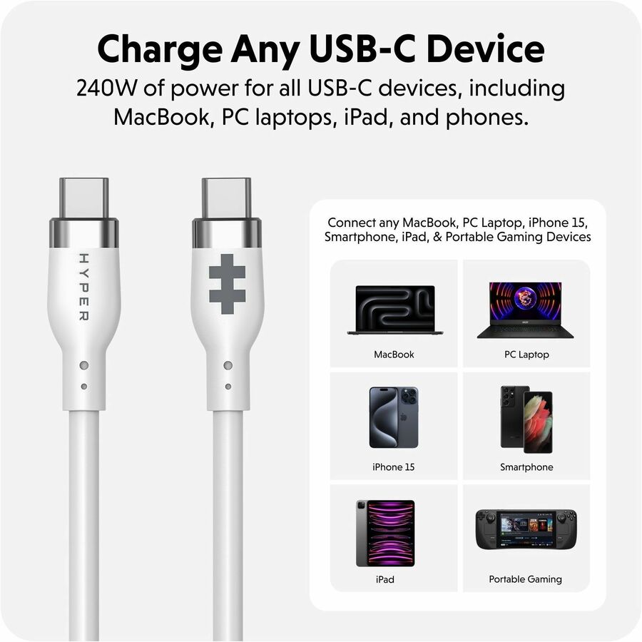 Alternate-Image6 Image for Targus HyperJuice 240W Silicone USB-C to USB-C Cable (3ft/1m) - White