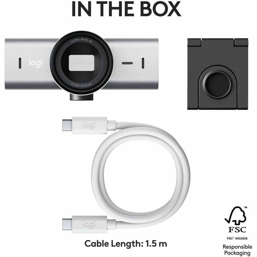 Alternate-Image10 Image for Logitech MX Brio Ultra HD 4K Collaboration and Streaming Webcam, 1080p at 60 FPS, Dual Noise Reducing Mics, Show Mode, USB-C, Webcam Cover, Works with Microsoft Teams, Zoom, Google Meet, Pale Gray
