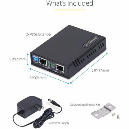 Alternate-Image5 Image for StarTech.com VDSL2 Ethernet Extender Kit over Single Pair Wire, Up to 0.6mi (1km) LAN Repeater over RJ11/CAT5e/CAT6, Replaces 110VDSLEXT