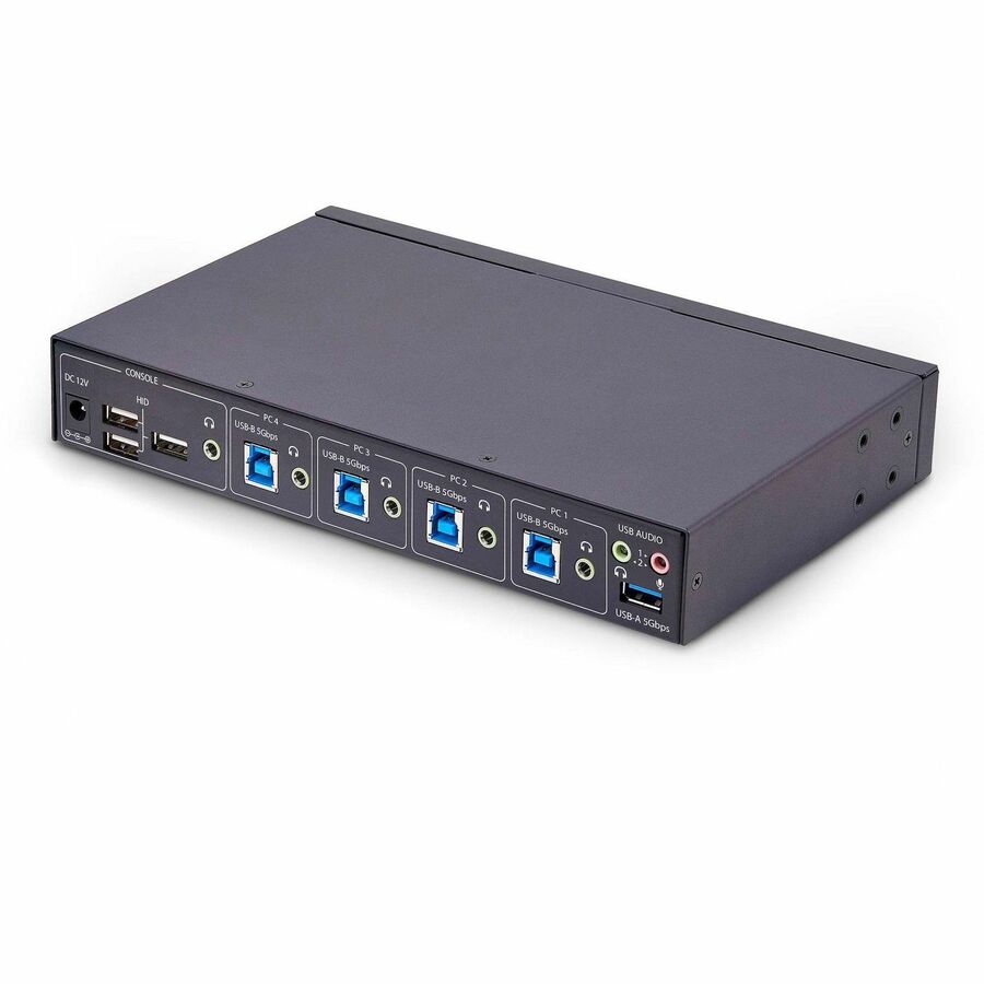 Alternate-Image6 Image for StarTech.com 4-Port KM Switch w/ Mouse Switching, USB 3.0 Keyboard/Mouse Switcher for 4 Computers, 3.5mm and USB Audio, TAA Compliant