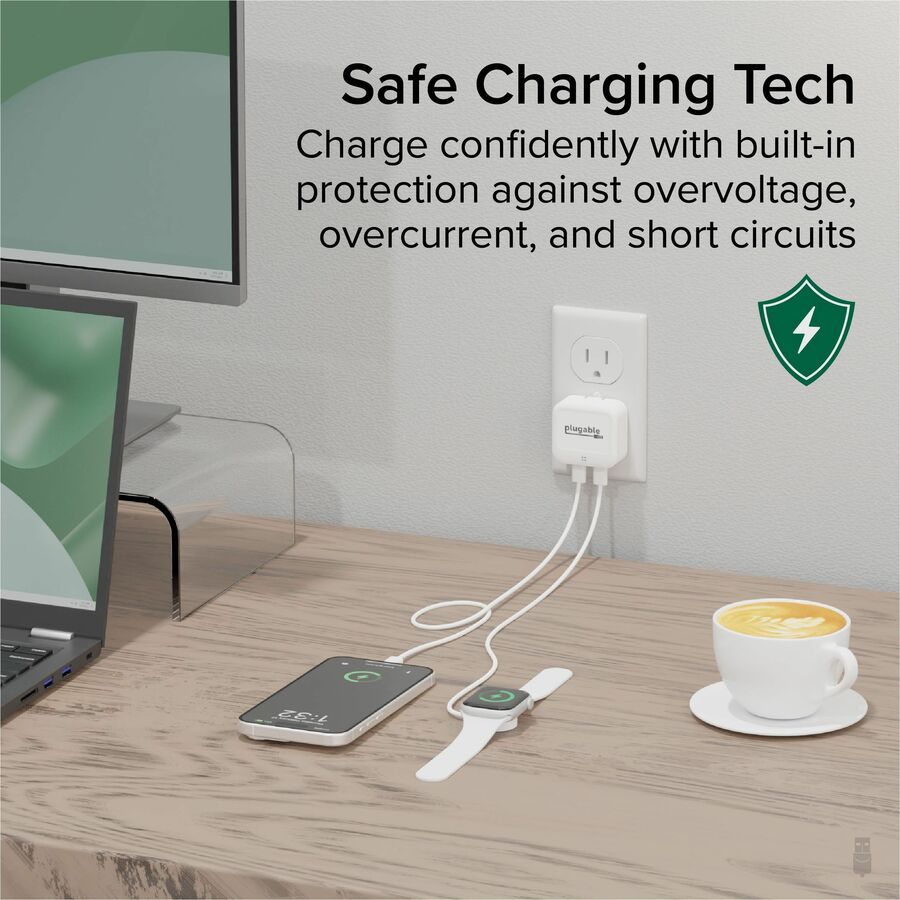 Alternate-Image4 Image for Plugable Dual USB C Charger Block, 40W Foldable 2-Port Fast Charging Flat USB C Wall Charger