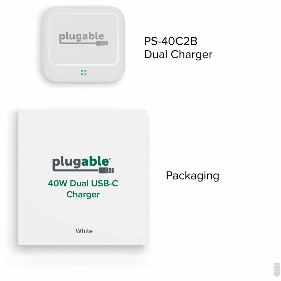 Alternate-Image7 Image for Plugable Dual USB C Charger Block, 40W Foldable 2-Port Fast Charging Flat USB C Wall Charger