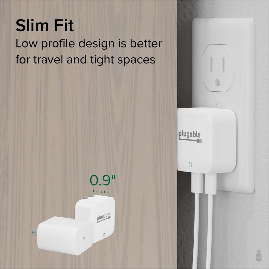 Alternate-Image3 Image for Plugable Dual USB C Charger Block, 40W Foldable 2-Port Fast Charging Flat USB C Wall Charger