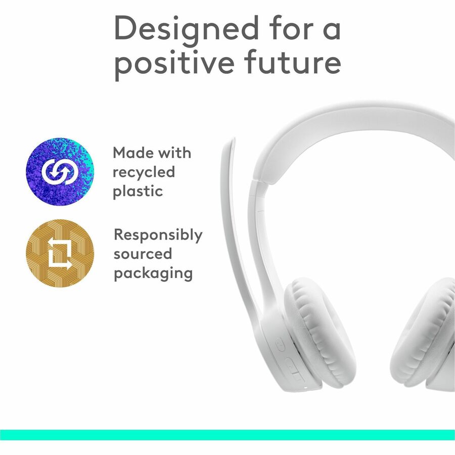 Alternate-Image3 Image for Logitech Zone 300 Wireless Bluetooth Headset With Noise-Canceling Microphone, Compatible with Windows, Mac, Chrome, Linux, iOS, iPadOS, Android - Off-white
