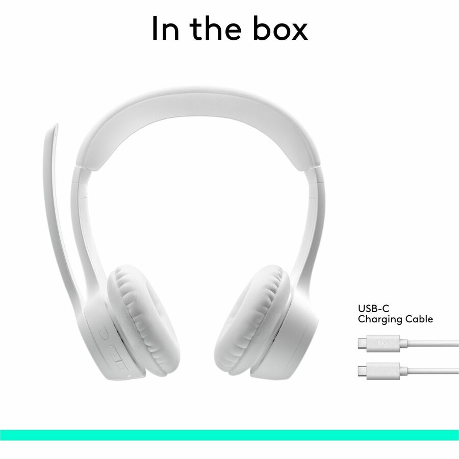 Alternate-Image1 Image for Logitech Zone 300 Wireless Bluetooth Headset With Noise-Canceling Microphone, Compatible with Windows, Mac, Chrome, Linux, iOS, iPadOS, Android - Off-white