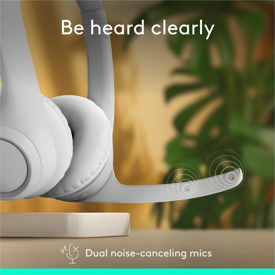 Alternate-Image4 Image for Logitech Zone 300 Wireless Bluetooth Headset With Noise-Canceling Microphone, Compatible with Windows, Mac, Chrome, Linux, iOS, iPadOS, Android - Off-white