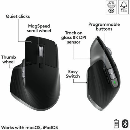 Alternate-Image5 Image for Logitech MX Keys S Combo for Mac, Wireless Keyboard and Mouse With Palm Rest, Bluetooth, Space Gray