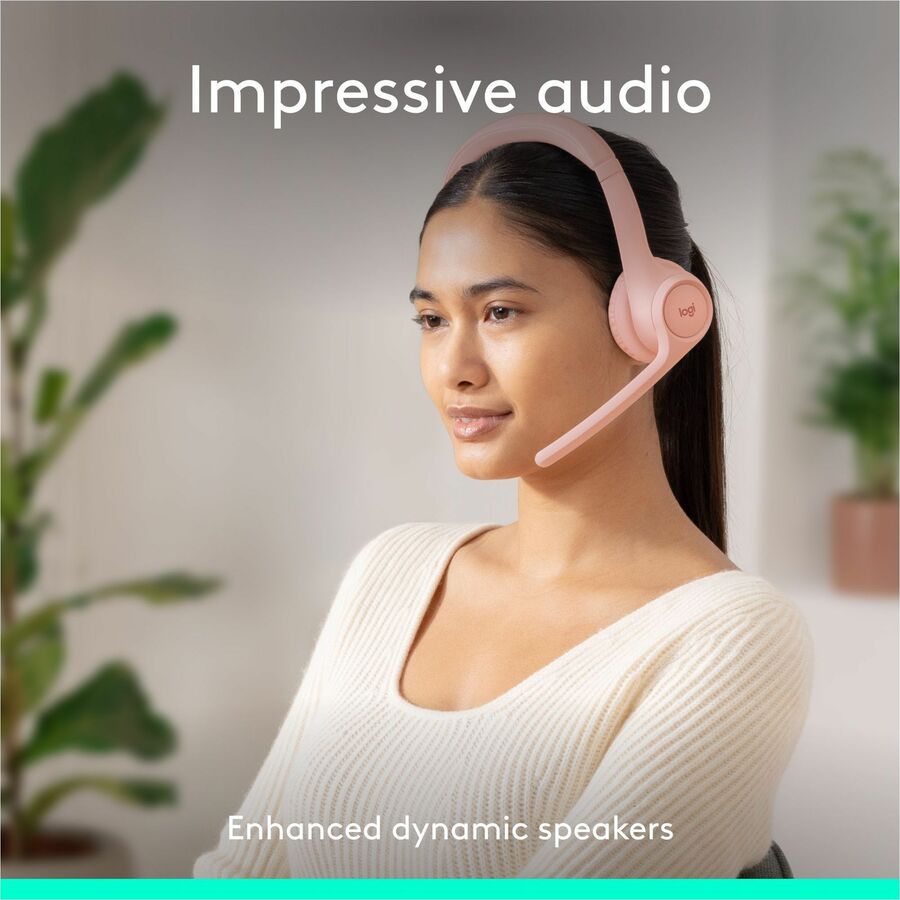 Alternate-Image4 Image for Logitech Zone 300 Wireless Bluetooth Headset With Noise-Canceling Microphone, Rose