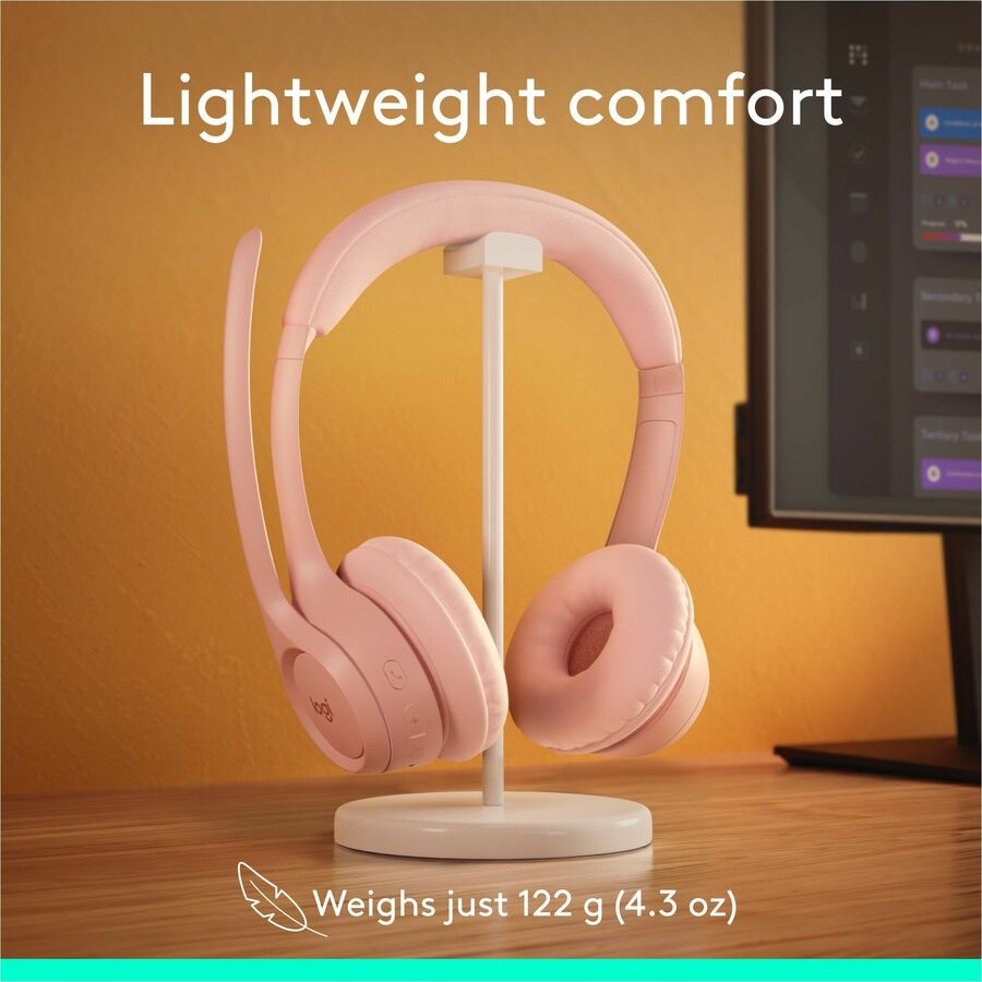 Alternate-Image7 Image for Logitech Zone 300 Wireless Bluetooth Headset With Noise-Canceling Microphone, Rose