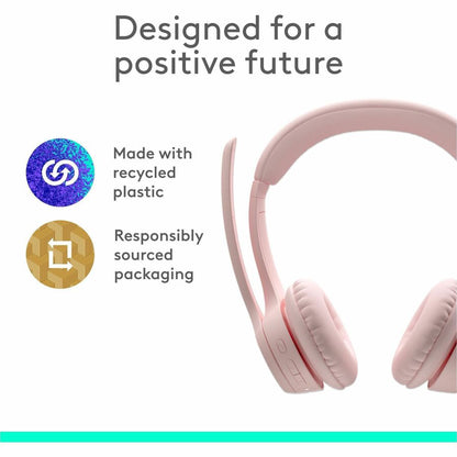 Alternate-Image2 Image for Logitech Zone 300 Wireless Bluetooth Headset With Noise-Canceling Microphone, Rose