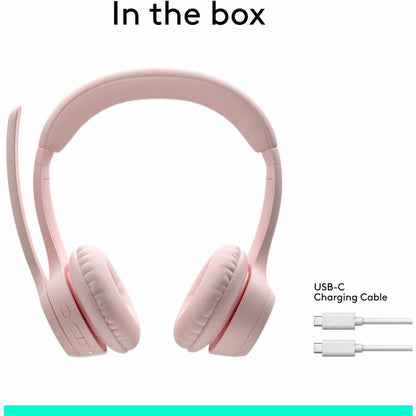 Alternate-Image3 Image for Logitech Zone 300 Wireless Bluetooth Headset With Noise-Canceling Microphone, Rose