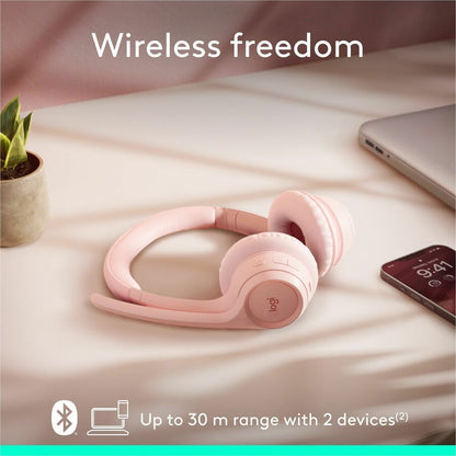 Alternate-Image5 Image for Logitech Zone 300 Wireless Bluetooth Headset With Noise-Canceling Microphone, Rose