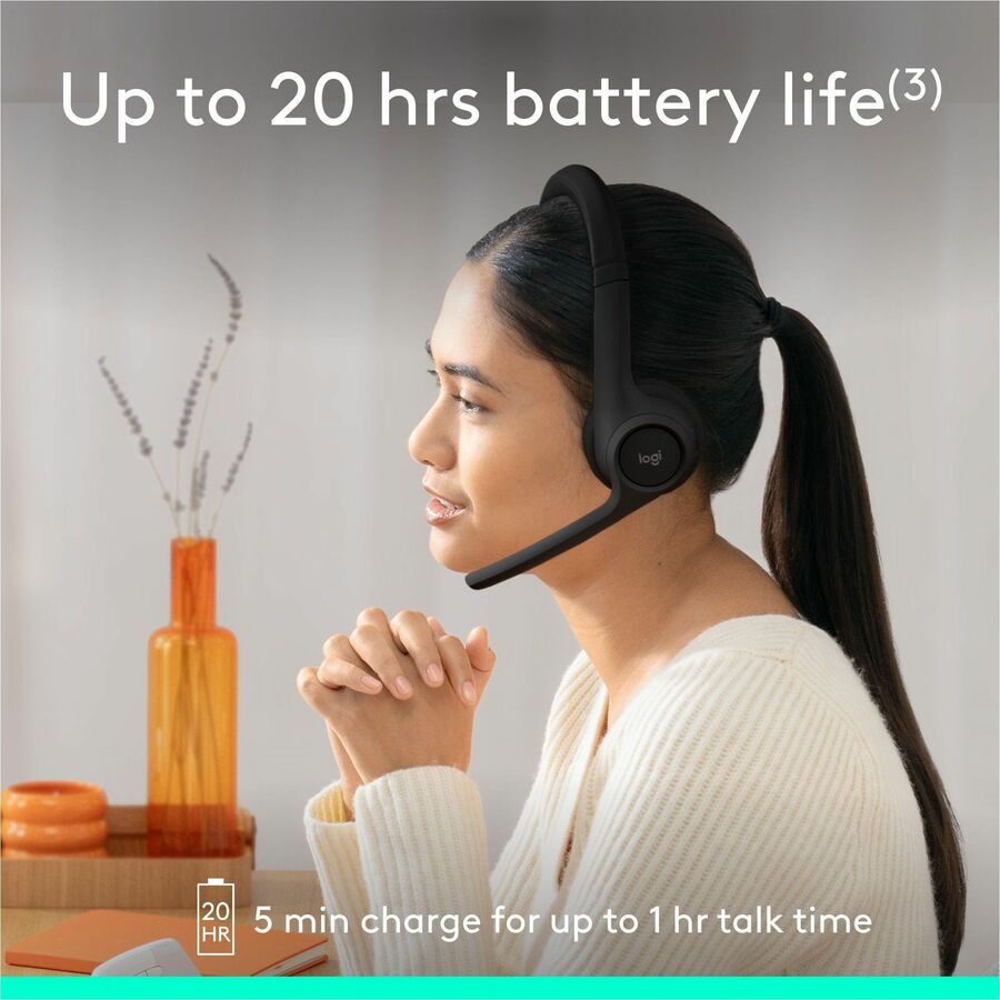 Alternate-Image7 Image for Logitech Zone 300 Wireless Bluetooth Headset With Noise-Canceling Microphone, Black
