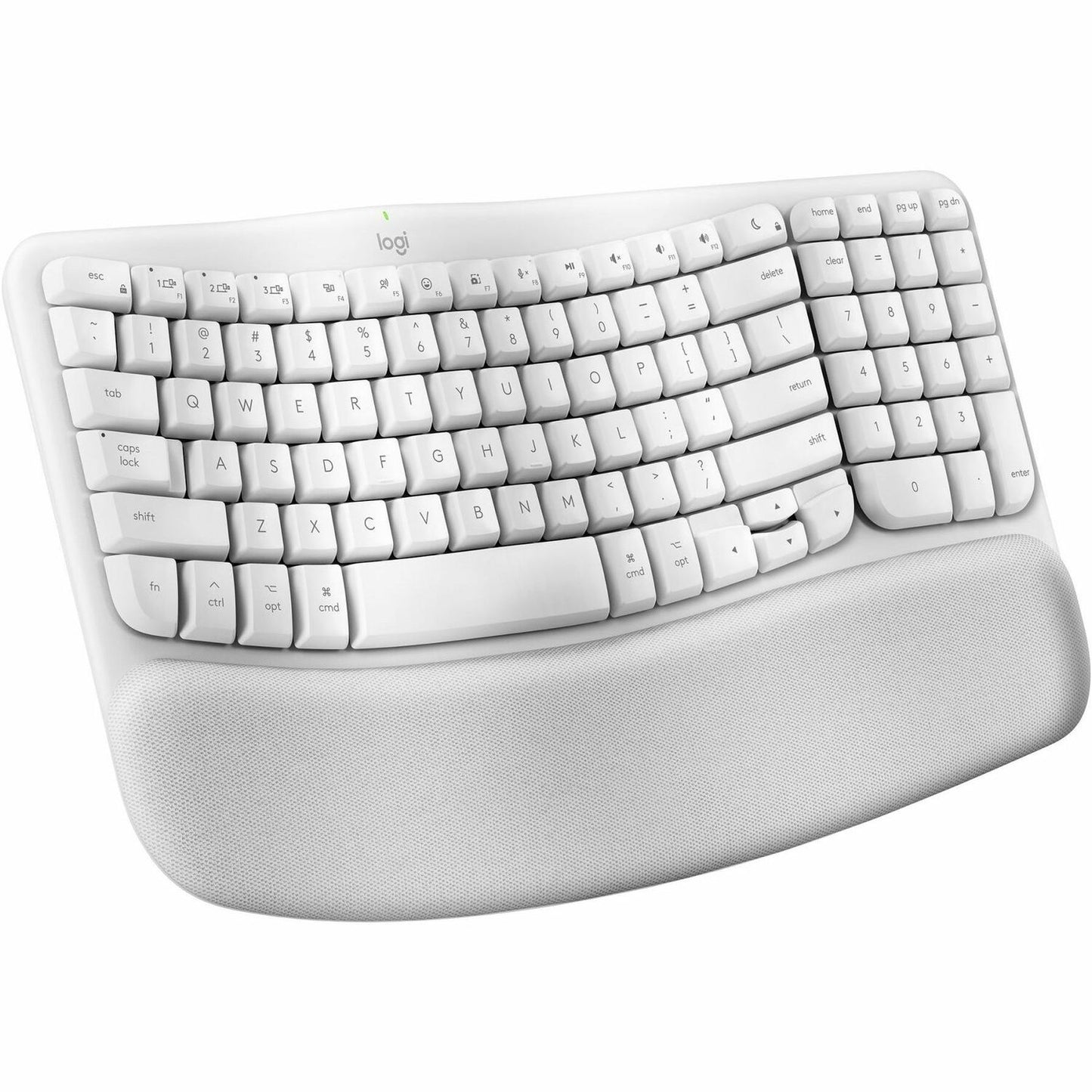 Main Image for Logitech Wave Keys for Mac, Wireless Ergonomic Keyboard with Cushioned Palm Rest, Comfortable Natural Typing, Bluetooth Keyboard, Easy-Switch, Optimized for Mac, Apple, iPad, Off-white