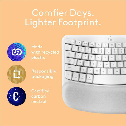 Alternate-Image6 Image for Logitech Wave Keys for Mac, Wireless Ergonomic Keyboard with Cushioned Palm Rest, Comfortable Natural Typing, Bluetooth Keyboard, Easy-Switch, Optimized for Mac, Apple, iPad, Off-white
