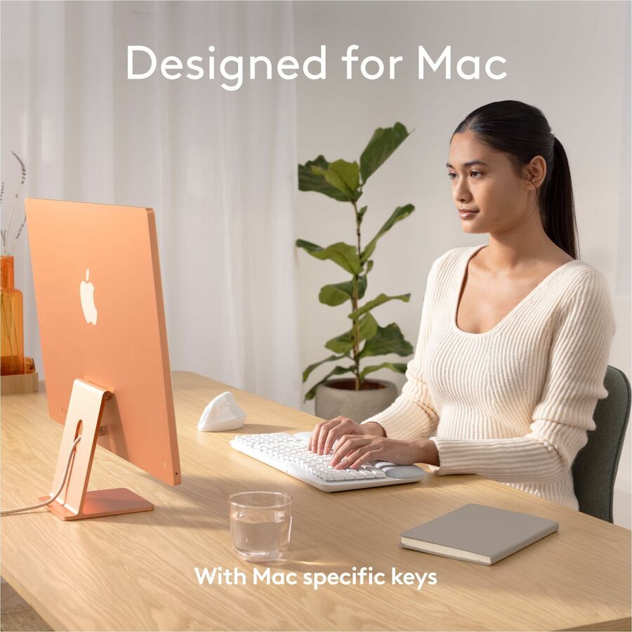 Alternate-Image1 Image for Logitech Wave Keys for Mac, Wireless Ergonomic Keyboard with Cushioned Palm Rest, Comfortable Natural Typing, Bluetooth Keyboard, Easy-Switch, Optimized for Mac, Apple, iPad, Off-white