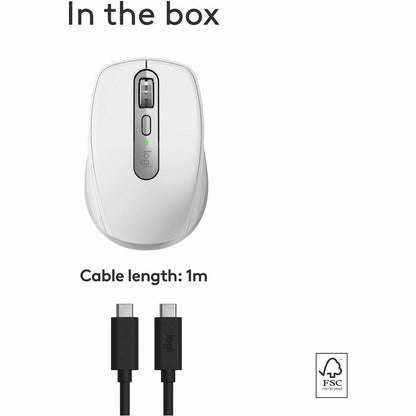 Alternate-Image1 Image for Logitech MX Anywhere 3S for Mac, Compact Wireless Bluetooth Mouse, 8K DPI Any-Surface Tracking, Quiet Clicks, USB C, Pale Grey