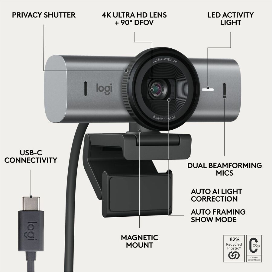 Alternate-Image5 Image for Logitech MX Brio 705 for Business 4K Webcam with Auto Light Correction, Ultra HD, Auto-Framing, Show Mode, USB-C, Works with Microsoft Teams, Zoom, Google Meet, Graphite