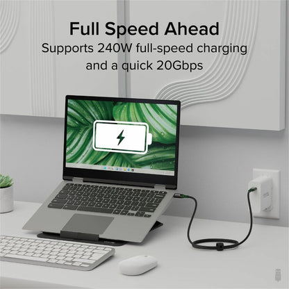Alternate-Image2 Image for Plugable USB C to USB C Cable, 240W USB C Charging Cable 20Gbps, 4K 120Hz, 8K 60Hz