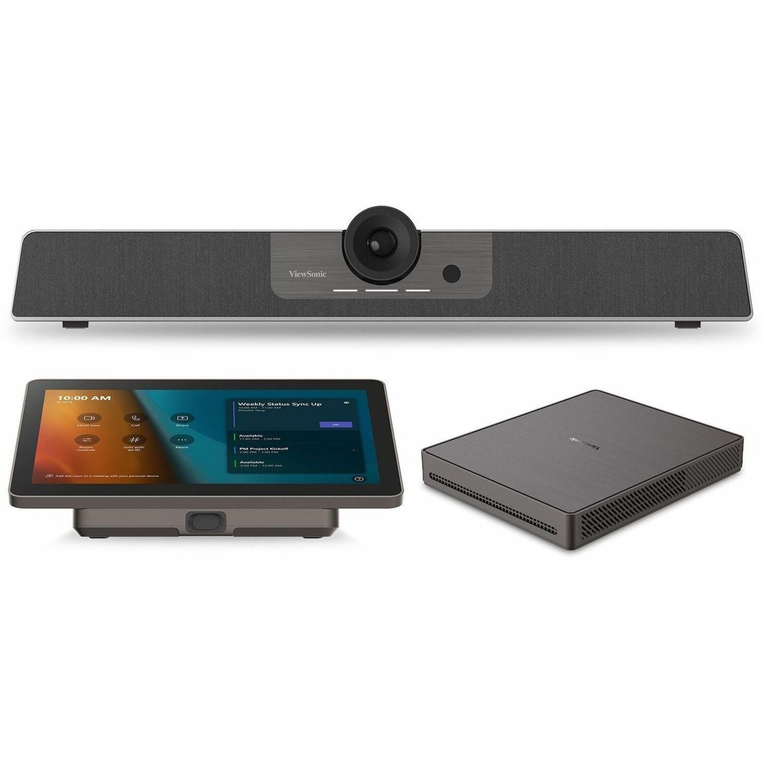 Main Image for ViewSonic TeamJoin TRS10-UB Bundle Certified for Microsoft Teams Rooms includes MPC310-W31-TU Computing Engine mini-PC, MRC1010-TN 10-inch touch console, and UMB202 3-in-1 4K UHD Video Conference Camera
