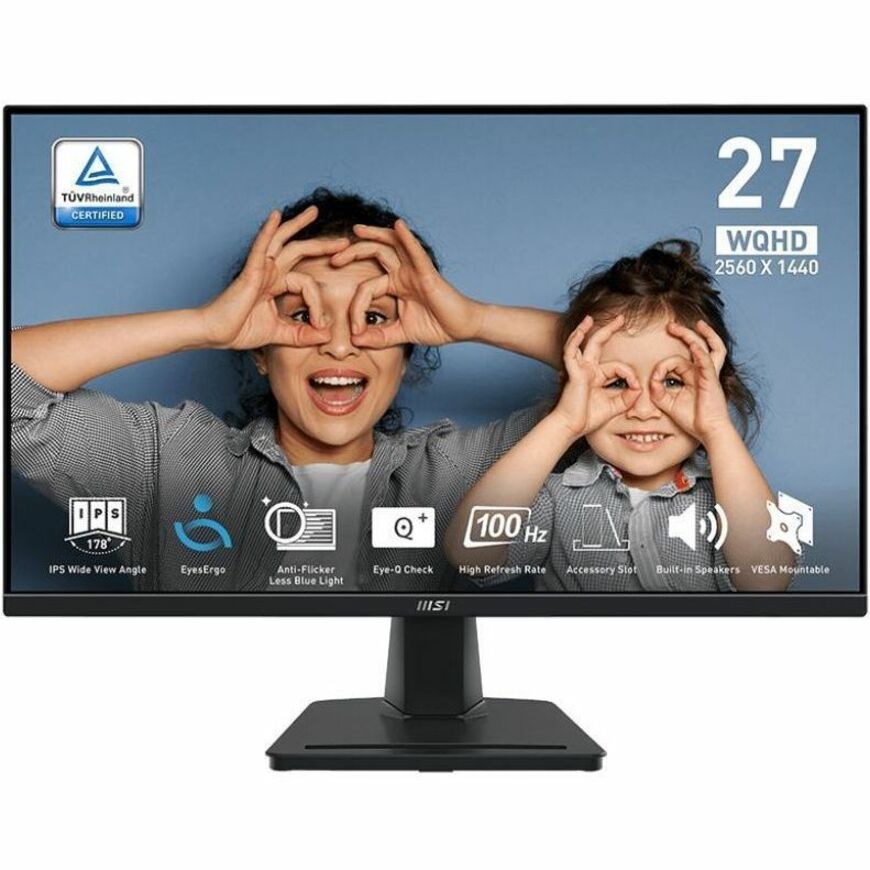 Front Image for MSI Pro MP275Q 27" Class WQHD LED Monitor - 16:9 - Matte Black Color bezel