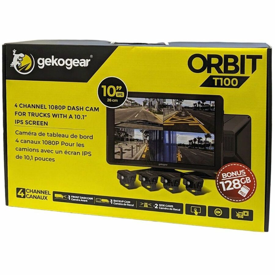 Alternate-Image1 Image for GekoGear Orbit T100 4 Channel 1080P Dash Cam For Trucks With a 10.1" IPS Screen