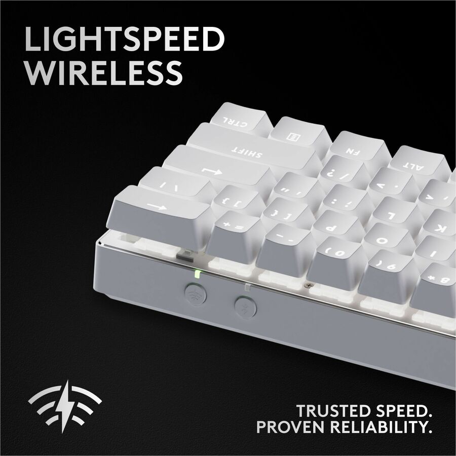 Alternate-Image2 Image for Logitech G PRO X 60 LIGHTSPEED Wireless Gaming Keyboard, Ultra Compact TKL 60% Mechanical Keyboard for Windows PC, LIGHTSYNC RGB, Dual-Shot PBT Keycaps, GX Optical Linear Switches, White