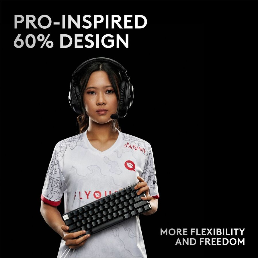 Alternate-Image5 Image for Logitech G PRO X 60 LIGHTSPEED Wireless Gaming Keyboard, Ultra Compact TKL 60% Mechanical Keyboard for Windows PC, LIGHTSYNC RGB, Dual-Shot PBT Keycaps, GX Optical Linear Switches, Black