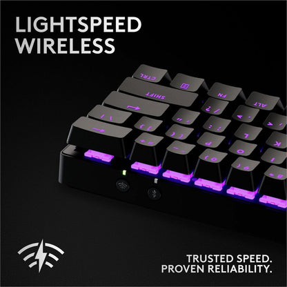 Alternate-Image2 Image for Logitech G PRO X 60 LIGHTSPEED Wireless Gaming Keyboard, Ultra Compact TKL 60% Mechanical Keyboard for Windows PC, LIGHTSYNC RGB, Dual-Shot PBT Keycaps, GX Optical Linear Switches, Black