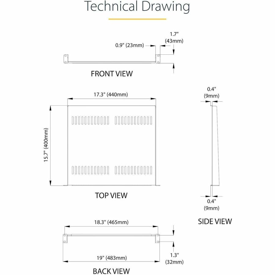 Alternate-Image7 Image for StarTech.com 1U Server Rack Cabinet Shelf - Fixed 16" Deep Cantilever Rackmount Tray for 19" Data/AV/Network Enclosure w/Cage Nuts, Screws