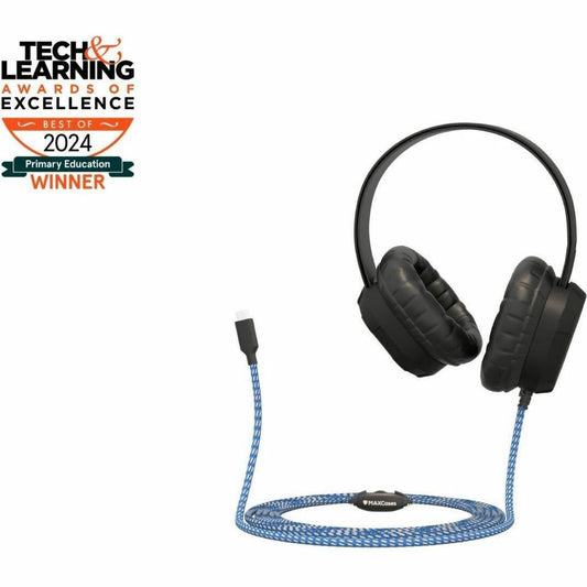 Main Image for MAXCases Extreme Headset w/braided cable, inline volume control and built-in microphone w/USB-C connector (Black)