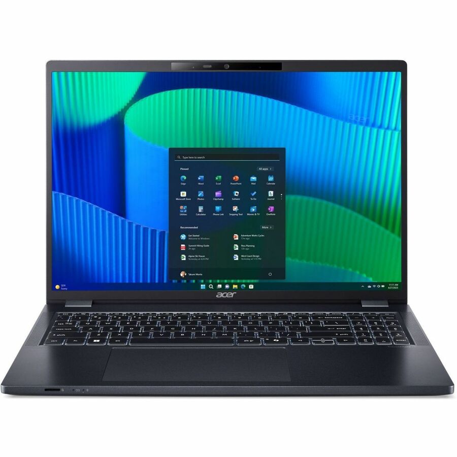 Front Image for Acer TravelMate P4 16 P416-53 TMP416-53-59NC 16" Notebook - WUXGA - 60 Hz - Intel Core Ultra 5 125U - 16 GB - 512 GB SSD - English Keyboard - Blue