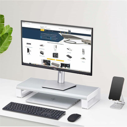 Life-Style Image for StarTech.com Ergonomic Monitor Riser Stand, Up to 33lb/15kg, Fixed height 3.5in/9cm, Desktop Computer Monitor/Laptop Riser, Steel Platform
