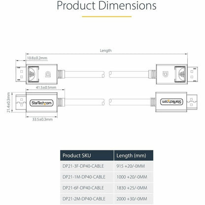 Alternate-Image4 Image for StarTech.com 6ft DisplayPort 2.1 Cable, VESA Certified DP40 DisplayPort Cable w/UHBR10/HDR/DSC 1.2a/HDCP 2.2, 8K 60Hz, DP 2.1 Cord