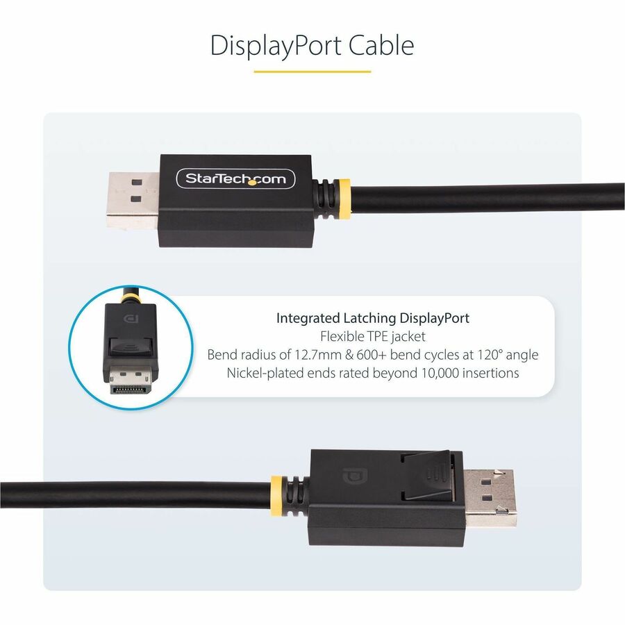 Alternate-Image3 Image for StarTech.com 6ft DisplayPort 2.1 Cable, VESA Certified DP40 DisplayPort Cable w/UHBR10/HDR/DSC 1.2a/HDCP 2.2, 8K 60Hz, DP 2.1 Cord