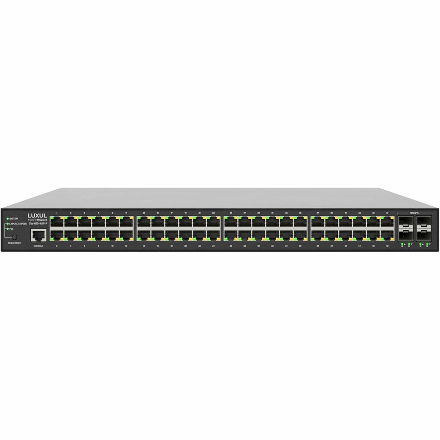 Alternate-Image1 Image for Luxul 1Gb L2/L3 Managed Switch - 48 PoE+, 4 (10G) SFP+ Front-Facing Ports - TAA Compliant