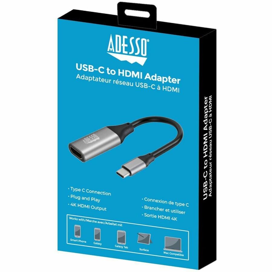 Alternate-Image1 Image for Adesso USB C To HDMI Adapter @4K/60Hz