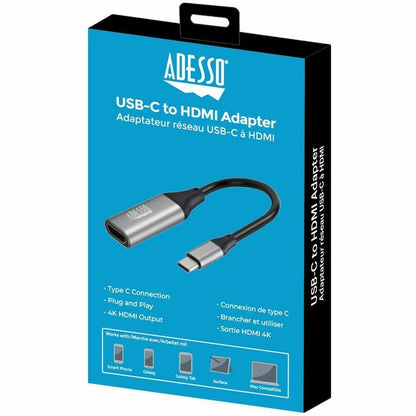 Alternate-Image1 Image for Adesso USB C To HDMI Adapter @4K/60Hz