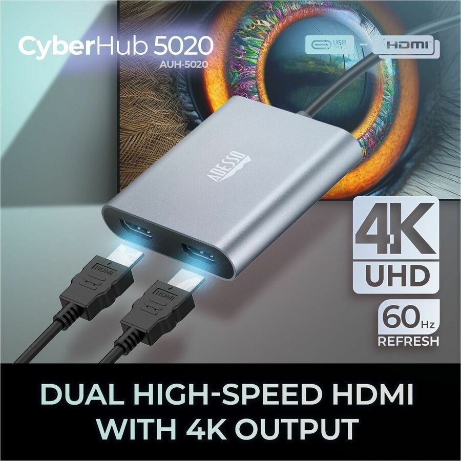 Alternate-Image2 Image for Adesso USB-C to Dual HDMI Adapter