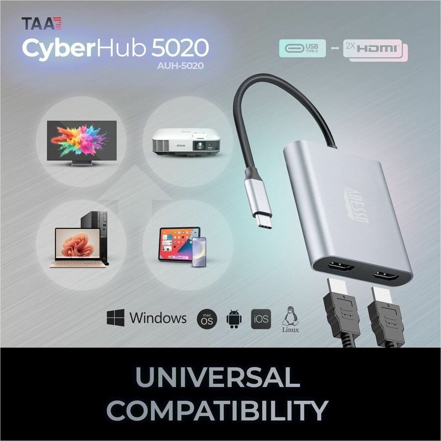 Alternate-Image3 Image for Adesso USB-C to Dual HDMI Adapter
