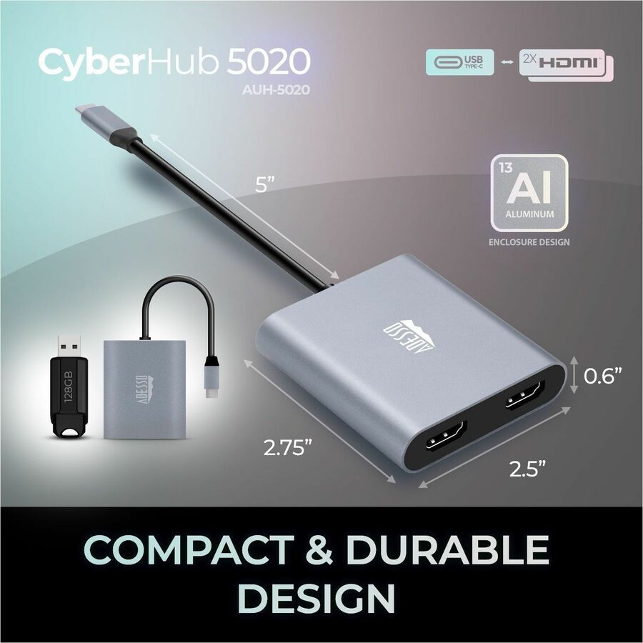Alternate-Image4 Image for Adesso USB-C to Dual HDMI Adapter