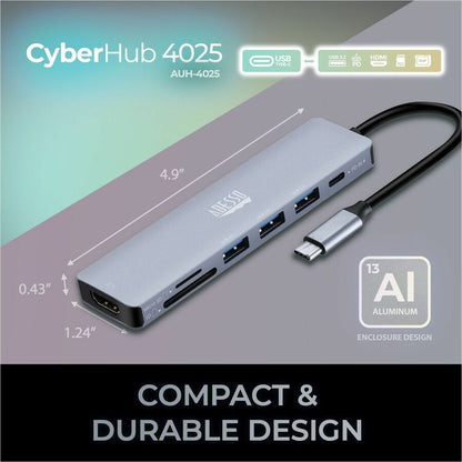 Alternate-Image9 Image for Adesso AUH-4025 7 in 1 Docking Station, Supports USB C to x1 4K HDMI, 3x USB-A 3.2, 1x PD, 1x Micro SD, 1x SD Card