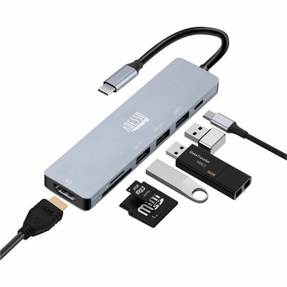 Alternate-Image4 Image for Adesso AUH-4025 7 in 1 Docking Station, Supports USB C to x1 4K HDMI, 3x USB-A 3.2, 1x PD, 1x Micro SD, 1x SD Card