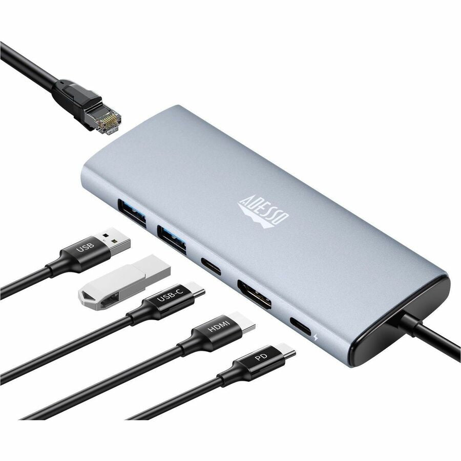 Alternate-Image3 Image for Adesso AUH-4035 7 in 1 Docking Station, Supports USB C to x1 4K HDMI, 3x USB-A 3.2, 1x PD, 1x Micro SD, 1x SD Card